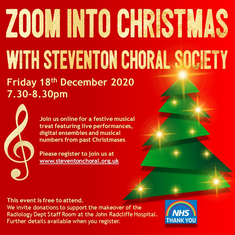 Poster for 'Zoom into Christmas with Steventon Choral Society'