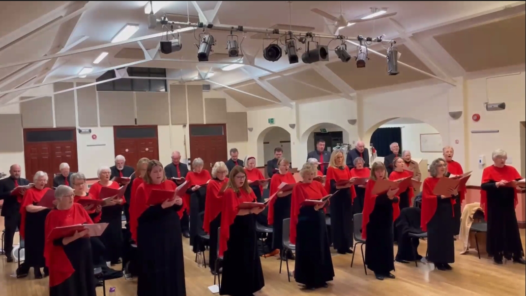 Screenshot of Steventon Choral Society recording a piece for the Virtual Christmas Celebration on Monday 21st December 2021 by Zoom
