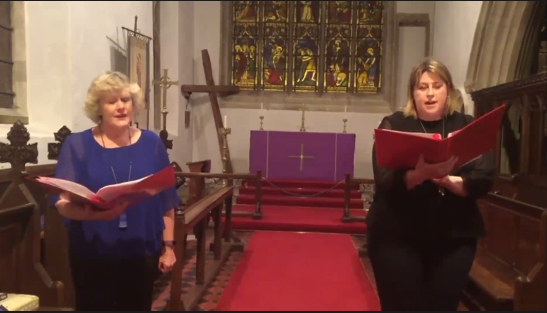 Helen Pearce and Abby Evans record Pie Jesu in Steventon Church for the Virtual Christmas Celebration