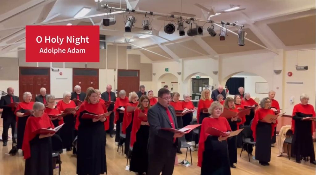 Steventon Choral Society records O Holy Night at Steventon Village Hall for the Virtual Christmas Celebration