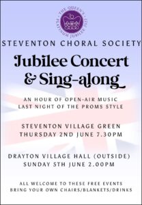 Poster for Steventon Choral Society's free Jubilee Concert & Sing-along