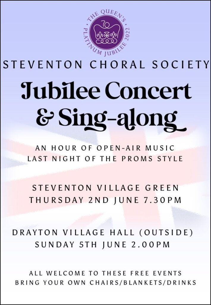 Poster for Steventon Choral Society's free Jubilee Concert & Sing-along